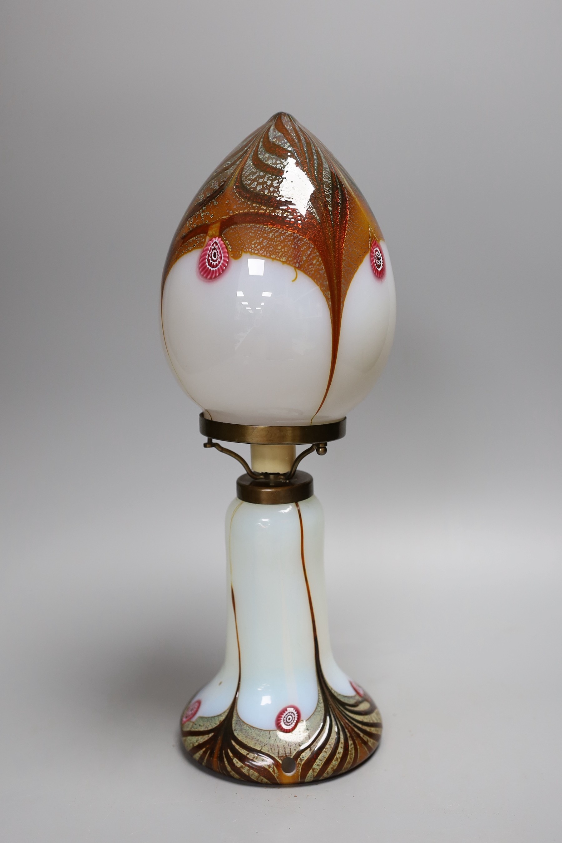 An Aldo Nason Murano glass lamp, 37cm tall